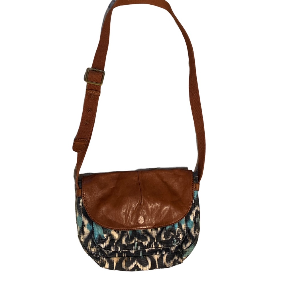 Lucky brand blue and black with leather crossbody bag